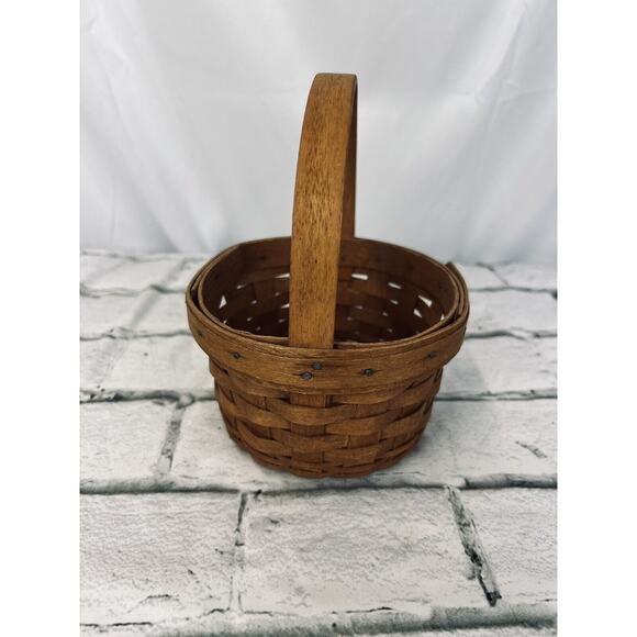 1991 Longaberger Discovery Basket w/Stationary Handle 5.5"RD x 3.5"H - Picture 2 of 5